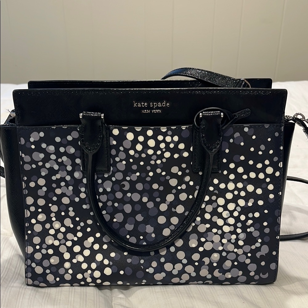 Kate Spade Black and White Satchel with Floral Design